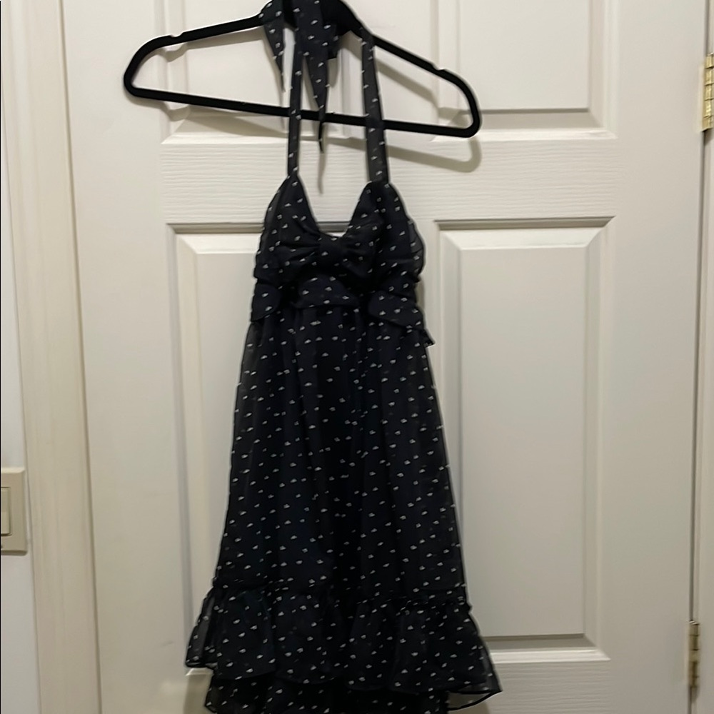 Johnny Martin Black with white heart print halter ruffle dress (sz 3)